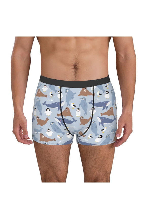 Men's Boxer Briefs with Seal Fox Seagull Whales Print - Comfortable and Breathable Underwear for Everyday Wear