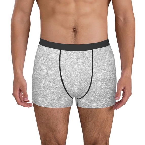Kdxio Men's Boxer Briefs with Silver Glitter Print - Comfortable and Breathable Underwear for Everyday Wear