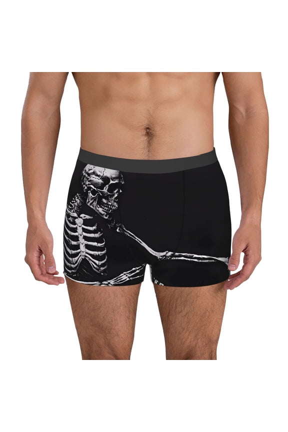 Men's Boxer Briefs with Skeleton Playing Xylophone Print - Comfortable and Breathable Underwear for Everyday Wear