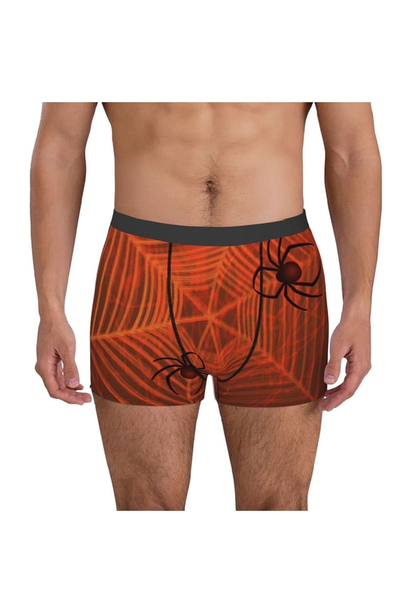 Men's Boxer Briefs with Spider Web Print - Comfortable and Breathable Underwear for Everyday Wear