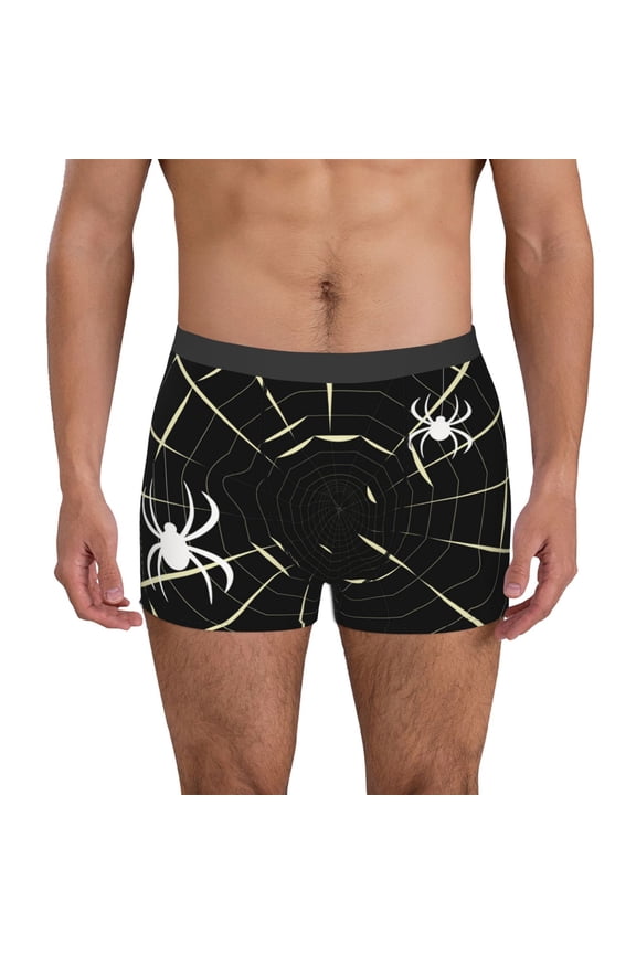 Men's Boxer Briefs with Spiders On The Web Print - Comfortable and Breathable Underwear for Everyday Wear