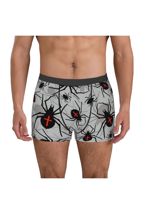 Men's Boxer Briefs with Spiders Print - Comfortable and Breathable Underwear for Everyday Wear