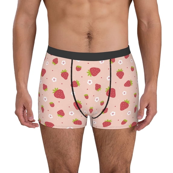 Kdxio Men's Boxer Briefs with Strawberries Print - Comfortable and Breathable Underwear for Everyday Wear