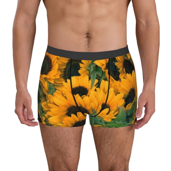Kdxio Men's Boxer Briefs with Sunflowers Print - Comfortable and Breathable Underwear for Everyday Wear