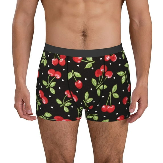 Kdxio Men's Boxer Briefs with Sweet Red Cherry Print - Comfortable and Breathable Underwear for Everyday Wear