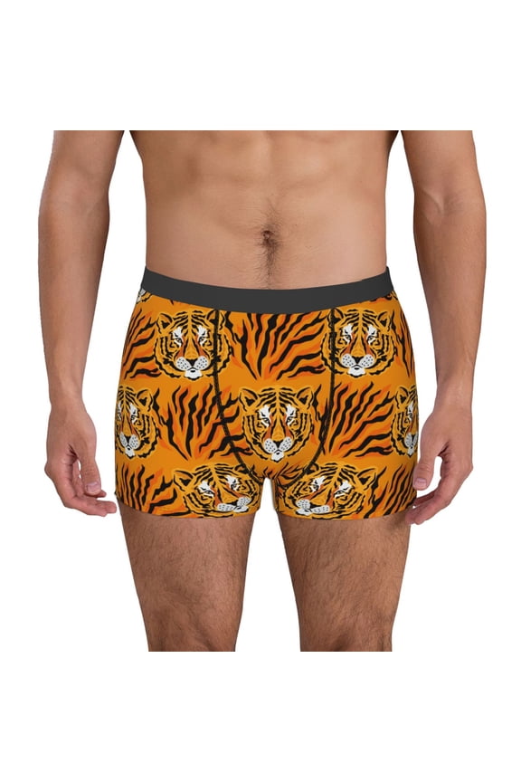 Men's Boxer Briefs with Tiger Print - Comfortable and Breathable Underwear for Everyday Wear