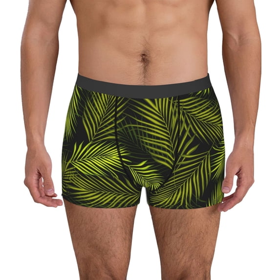 Kdxio Men's Boxer Briefs with Tropical Palm Leaves Fern Leaf Print - Comfortable and Breathable Underwear for Everyday Wear