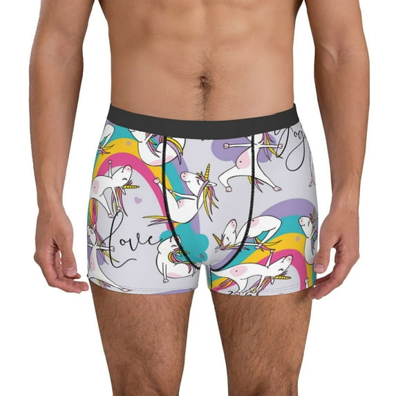 Kdxio Men's Boxer Briefs with Unicorn DoingYoga Print - Comfortable and Breathable Underwear for Everyday Wear