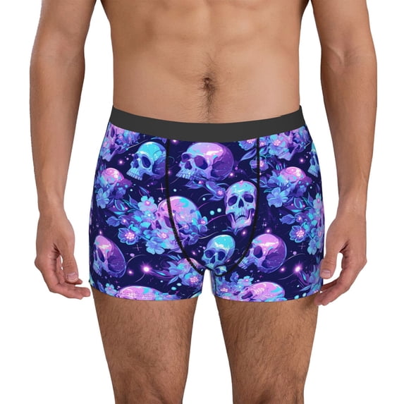 Kdxio Men's Boxer Briefs with crystal Skull flower star Print - Comfortable and Breathable Underwear for Everyday Wear