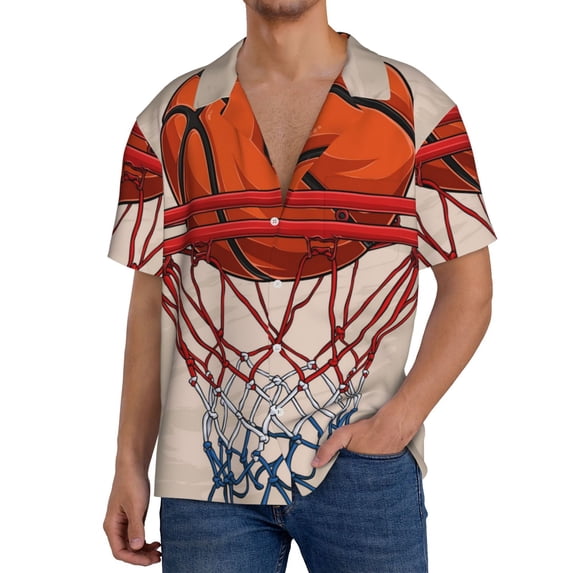 Kdxio Men's Hawaiian Shirt for Men Short Sleeve Shirt Basketball Shot Summer Casual Holiday Beach Button Down T-Shirts