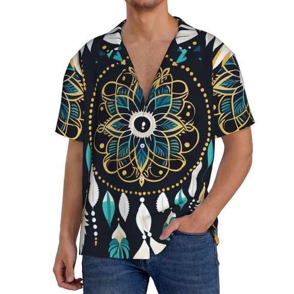 Kdxio Men's Hawaiian Shirt for Men Short Sleeve Shirt Boho Dreamcatcher Summer Casual Holiday Beach Button Down T-Shirts