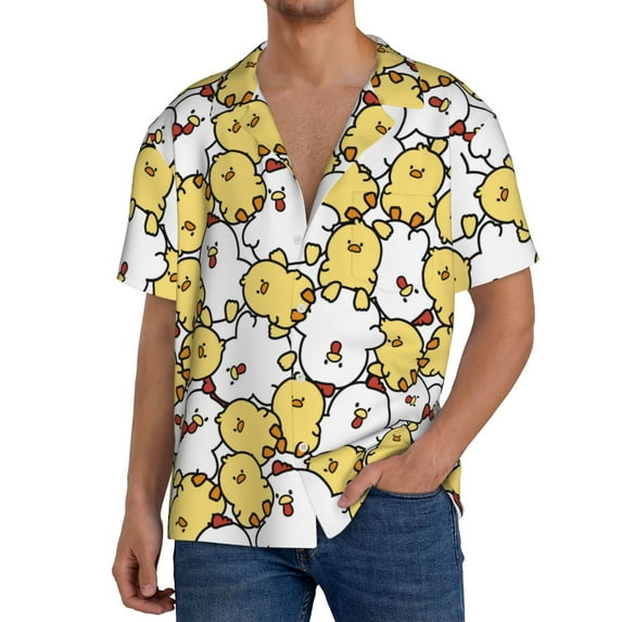 Kdxio Men's Hawaiian Shirt for Men Short Sleeve Shirt Cartoon Chicken Summer Casual Holiday Beach Button Down T-Shirts
