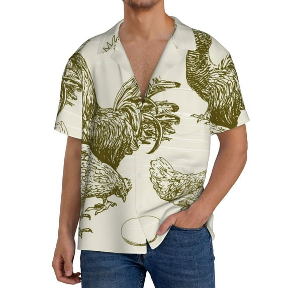 Kdxio Men's Hawaiian Shirt for Men Short Sleeve Shirt Chickens Summer Casual Holiday Beach Button Down T-Shirts