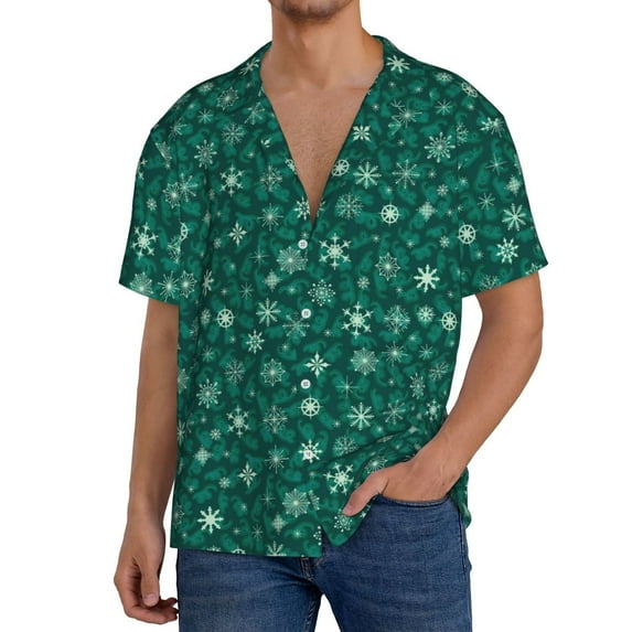 Kdxio Men's Hawaiian Shirt for Men Short Sleeve Shirt Christmas Snowflakes Summer Casual Holiday Beach Button Down T-Shirts