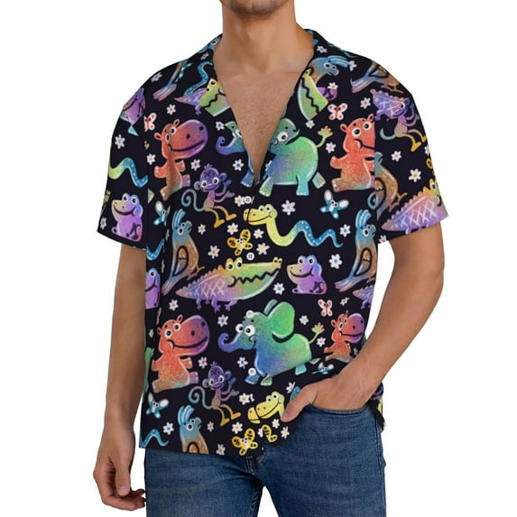 Kdxio Men's Hawaiian Shirt for Men Short Sleeve Shirt Colorful Animals Summer Casual Holiday Beach Button Down T-Shirts