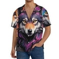 thumbnail image 1 of Kdxio Men's Hawaiian Shirt for Men Short Sleeve Shirt Colorful Wolf Head A Summer Casual Holiday Beach Button Down T-Shirts, 1 of 5