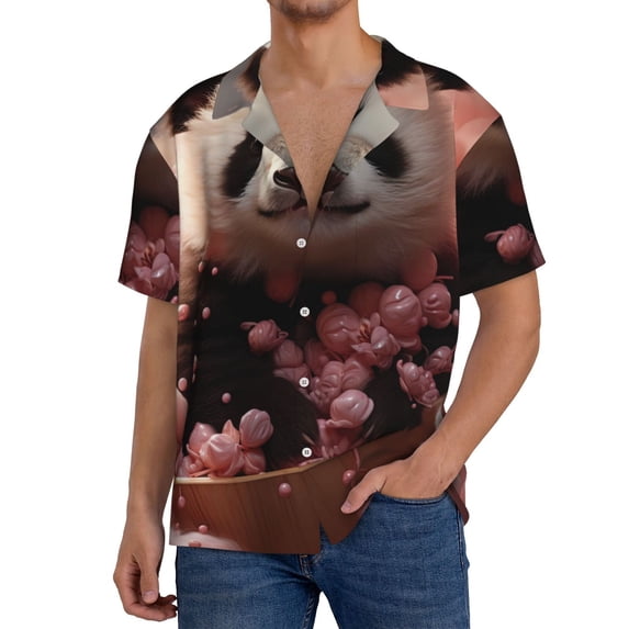 Kdxio Men's Hawaiian Shirt for Men Short Sleeve Shirt Cute Cloud Panda Summer Casual Holiday Beach Button Down T-Shirts