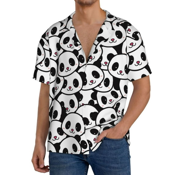 Kdxio Men's Hawaiian Shirt for Men Short Sleeve Shirt Cute Panda Summer Casual Holiday Beach Button Down T-Shirts
