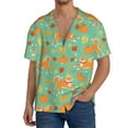thumbnail image 1 of Kdxio Men's Hawaiian Shirt for Men Short Sleeve Shirt Cute Shiba And Pumpkins Summer Casual Holiday Beach Button Down T-Shirts, 1 of 5