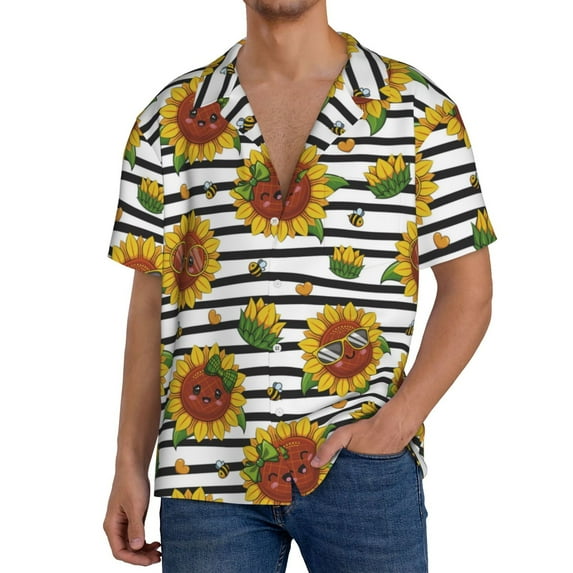 Kdxio Men's Hawaiian Shirt for Men Short Sleeve Shirt Cute Sunflowers Summer Casual Holiday Beach Button Down T-Shirts