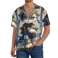 thumbnail image 1 of Kdxio Men's Hawaiian Shirt for Men Short Sleeve Shirt Exotic Blue Cat Summer Casual Holiday Beach Button Down T-Shirts, 1 of 5