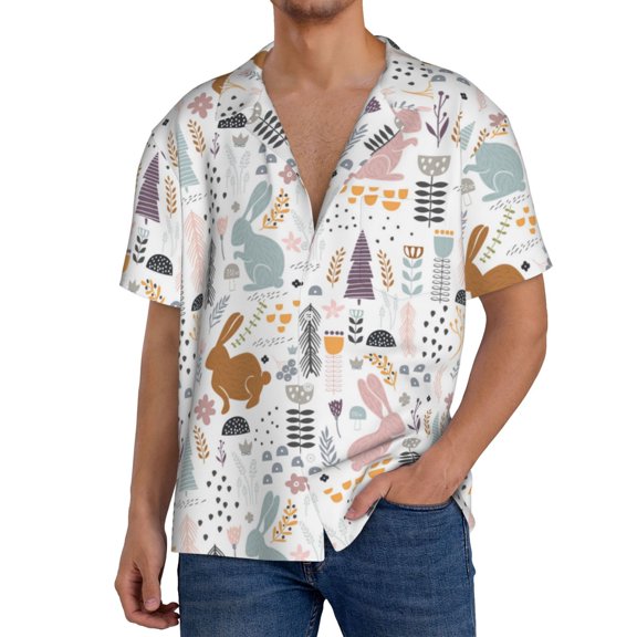 Kdxio Men's Hawaiian Shirt for Men Short Sleeve Shirt Fall Rabbit Summer Casual Holiday Beach Button Down T-Shirts