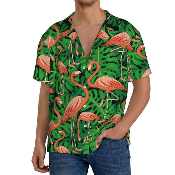 Kdxio Men's Hawaiian Shirt for Men Short Sleeve Shirt Flamingo Summer Casual Holiday Beach Button Down T-Shirts