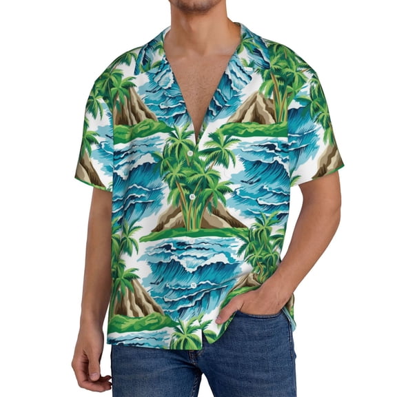 Kdxio Men's Hawaiian Shirt for Men Short Sleeve Shirt Hawaii Palms Summer Casual Holiday Beach Button Down T-Shirts