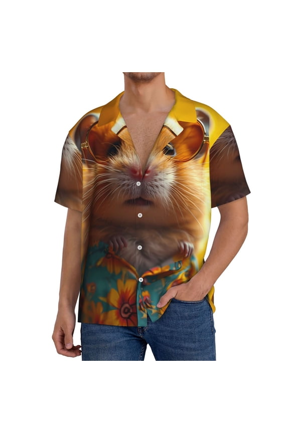 Men's Hawaiian Shirt for Men Short Sleeve Shirt Hawaiian Style Guinea Pig Summer Casual Holiday Beach Button Down T-Shirts