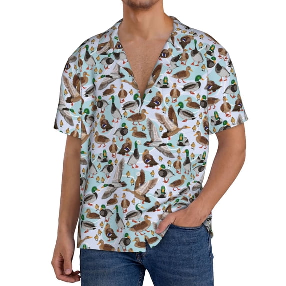 Kdxio Men's Hawaiian Shirt for Men Short Sleeve Shirt Mallard Ducks Wild Birds1 Summer Casual Holiday Beach Button Down T-Shirts
