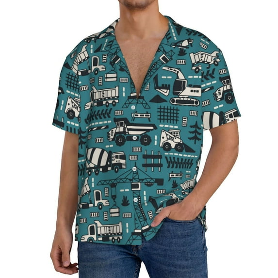 Kdxio Men's Hawaiian Shirt for Men Short Sleeve Shirt Modern Excavator Summer Casual Holiday Beach Button Down T-Shirts