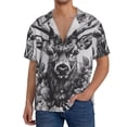 thumbnail image 1 of Kdxio Men's Hawaiian Shirt for Men Short Sleeve Shirt Monochrome Deer Floral Summer Casual Holiday Beach Button Down T-Shirts, 1 of 5