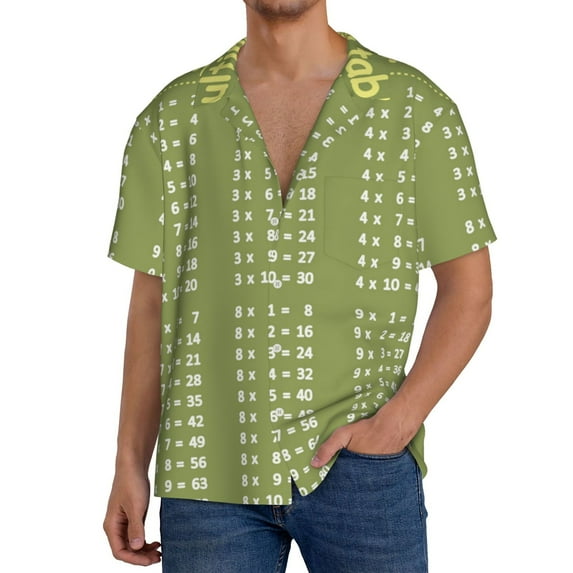 Kdxio Men's Hawaiian Shirt for Men Short Sleeve Shirt Multiplication Table1 Summer Casual Holiday Beach Button Down T-Shirts