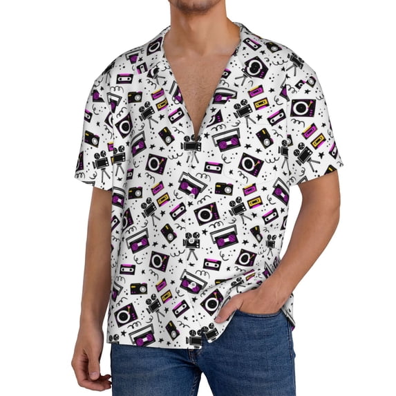 Kdxio Men's Hawaiian Shirt for Men Short Sleeve Shirt Music Player Summer Casual Holiday Beach Button Down T-Shirts