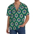 thumbnail image 1 of Kdxio Men's Hawaiian Shirt for Men Short Sleeve Shirt Peacock'S Tail Summer Casual Holiday Beach Button Down T-Shirts, 1 of 5