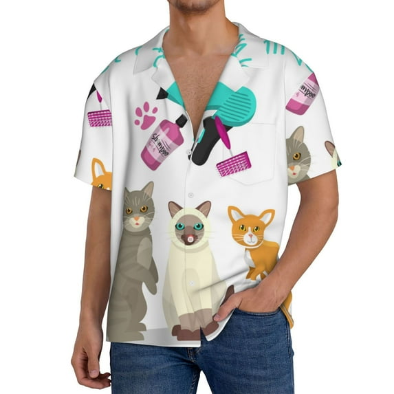 Kdxio Men's Hawaiian Shirt for Men Short Sleeve Shirt Pet Care Grooming Summer Casual Holiday Beach Button Down T-Shirts