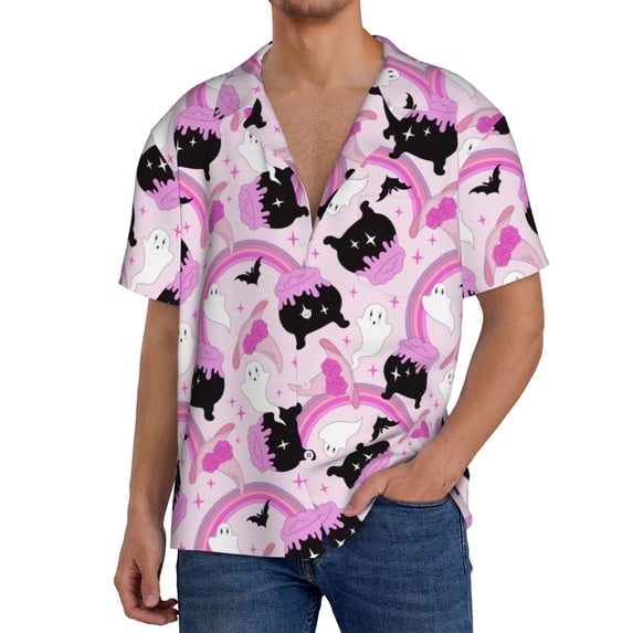 Kdxio Men's Hawaiian Shirt for Men Short Sleeve Shirt Pink Girl Halloween Summer Casual Holiday Beach Button Down T-Shirts