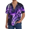 thumbnail image 1 of Kdxio Men's Hawaiian Shirt for Men Short Sleeve Shirt Purple Pattern White Tiger Summer Casual Holiday Beach Button Down T-Shirts, 1 of 5