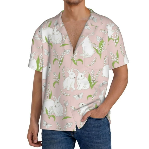 Kdxio Men's Hawaiian Shirt for Men Short Sleeve Shirt Rabbit Summer Casual Holiday Beach Button Down T-Shirts