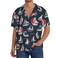 thumbnail image 1 of Kdxio Men's Hawaiian Shirt for Men Short Sleeve Shirt Sailboat And Wave Summer Casual Holiday Beach Button Down T-Shirts, 1 of 5