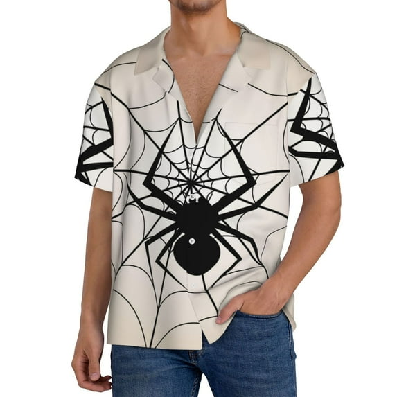 Kdxio Men's Hawaiian Shirt for Men Short Sleeve Shirt Spiders On The Web 1 Summer Casual Holiday Beach Button Down T-Shirts
