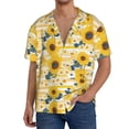 thumbnail image 1 of Kdxio Men's Hawaiian Shirt for Men Short Sleeve Shirt Striped Sunflower Daisy Summer Casual Holiday Beach Button Down T-Shirts, 1 of 5