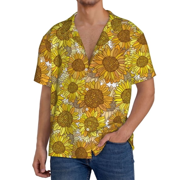 Kdxio Men's Hawaiian Shirt for Men Short Sleeve Shirt Sunflowers1 Summer Casual Holiday Beach Button Down T-Shirts