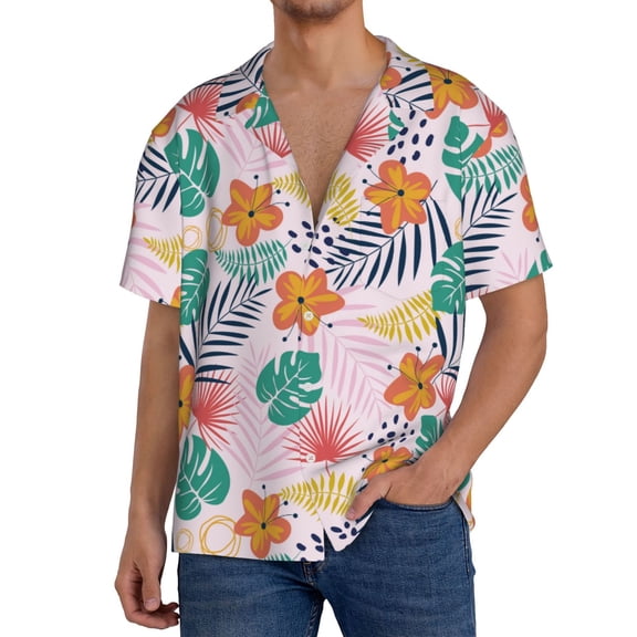 Kdxio Men's Hawaiian Shirt for Men Short Sleeve Shirt Tropical Plants Summer Casual Holiday Beach Button Down T-Shirts