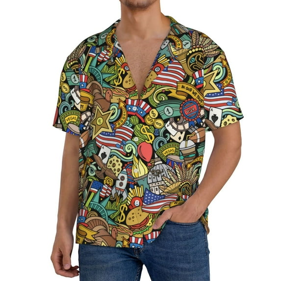 Kdxio Men's Hawaiian Shirt for Men Short Sleeve Shirt USA 1 Summer Casual Holiday Beach Button Down T-Shirts