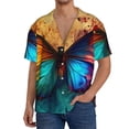 thumbnail image 1 of Kdxio Men's Hawaiian Shirt for Men Short Sleeve Shirt Vibrant Rainbow Butterfly A Summer Casual Holiday Beach Button Down T-Shirts, 1 of 5