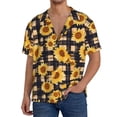 thumbnail image 1 of Kdxio Men's Hawaiian Shirt for Men Short Sleeve Shirt Vintage Black White Plaid Sunflowe Summer Casual Holiday Beach Button Down T-Shirts, 1 of 5