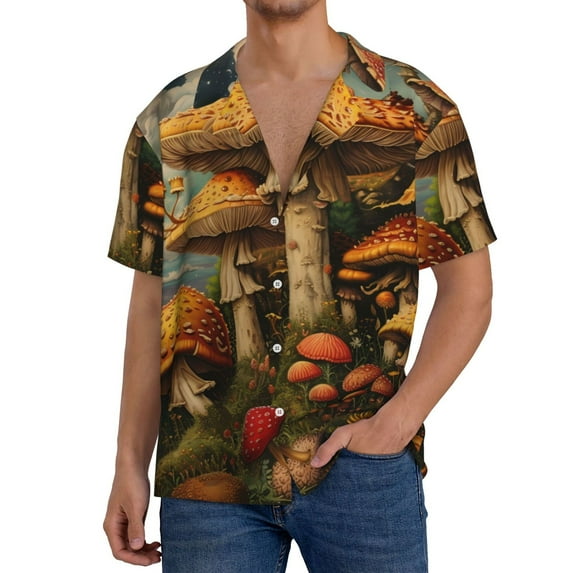 Kdxio Men's Hawaiian Shirt for Men Short Sleeve Shirt Vintage Cloud Mushroom Summer Casual Holiday Beach Button Down T-Shirts