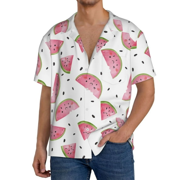 Kdxio Men's Hawaiian Shirt for Men Short Sleeve Shirt Watermelon Summer Casual Holiday Beach Button Down T-Shirts
