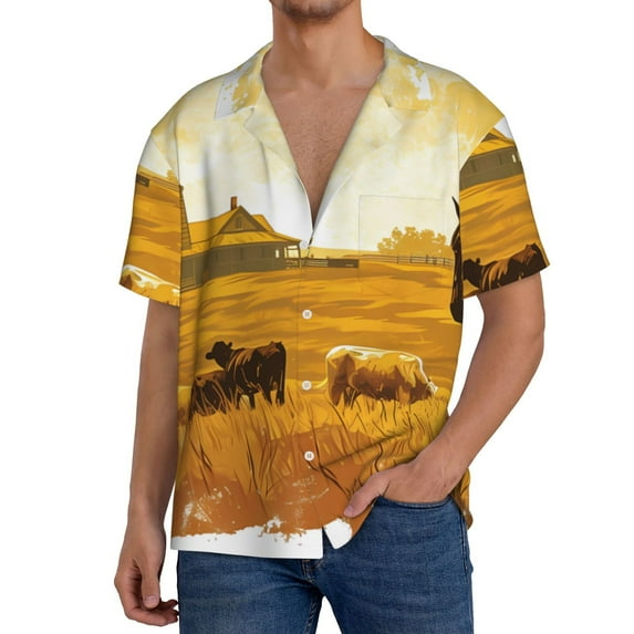 Kdxio Men's Hawaiian Shirt for Men Short Sleeve Shirt Western Cowboy Ranch Summer Casual Holiday Beach Button Down T-Shirts